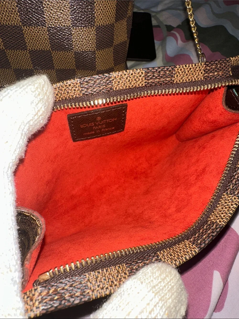 Louis Vuitton Damier Ebene Marais Bucket Bag with Pouch